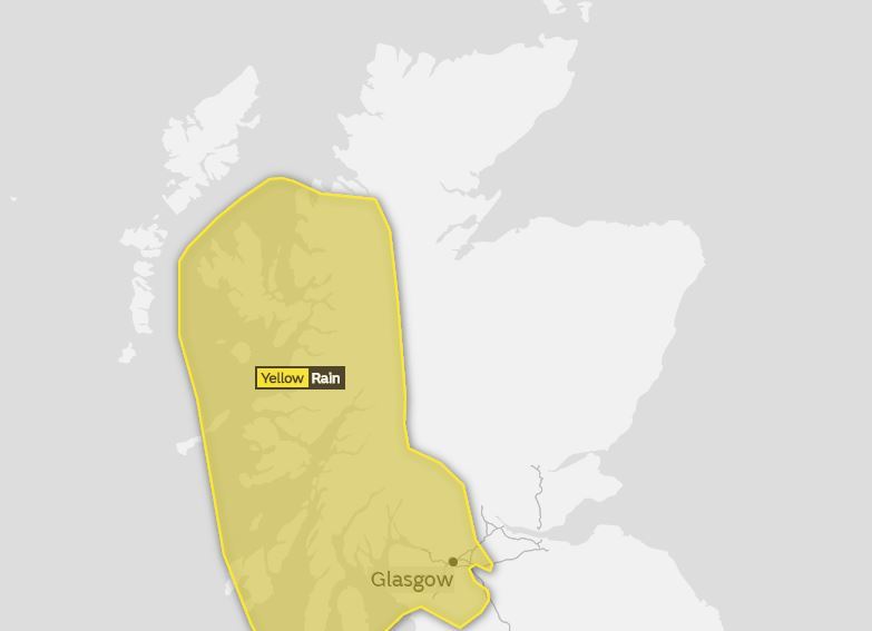 Warning area across the western highlands.