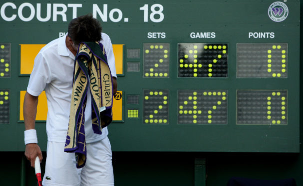 Nicolas Mahut during his 2010 marathon match against John Isner.