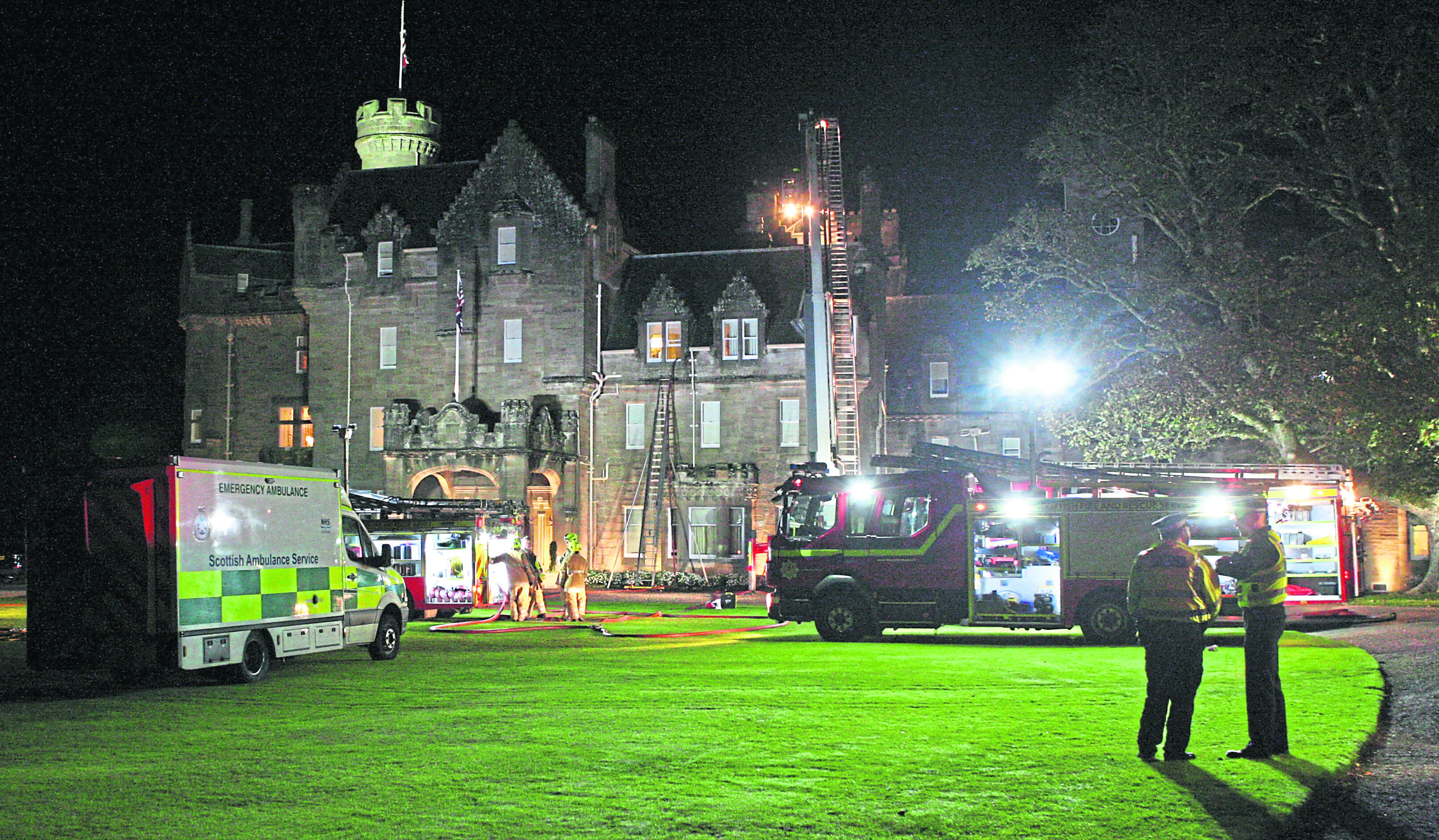 Emergency services attend a fire at Skibo Castle.