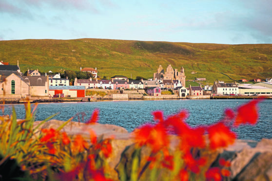 Scalloway and Scalloway Castle on mainland Shetland.