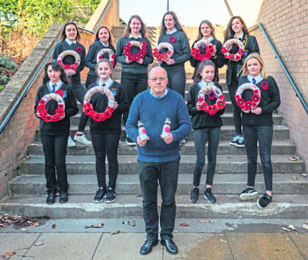 Lossiemouth High Girls, Katie Graham, Ellie Mark, Elisabeth Sullivan, Imogen, Wilson, Sophie and Cloe Thornton, Halle Kane, Laura Kelly Rhiannon Good, Eilidh Grant with Derek Bird