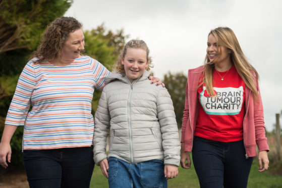 Maggie Walker (L) with her daughter Sarah and The Brain Tumour Charity Community Fundraiser Katie Grier