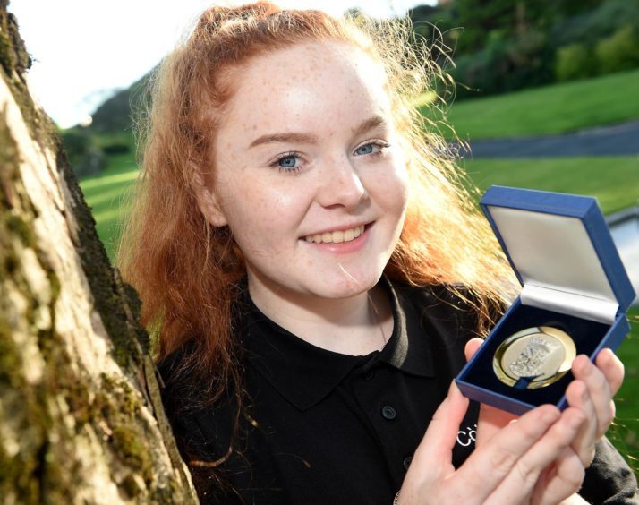 Rachel Bolton of Lochaline with the Provost of Falkirk Medal for Singing in Traditional Style in the 16-18 age category.