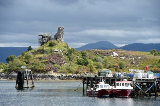 Castle Moil in Kyleakin underwent repairs following a lightning strike earlier this year. Picture by Sandy McCook