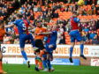 20/10/18 LADBROKES PREMIERSHIP
DUNDEE UNITED V INVERNESS CT
TANNADICE - DUNDEE
Dundee United's Pavol Safranko (C) rises highest to head the hosts in front.