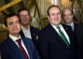 Pictured are from left, Oscar Diaz (Project Director for Moray East), Julian Brown (MHI Vestas UK Country Manager), Energy Minister Paul Wheelhouse and Michael Murray (Fraserburgh Harbour Convener) at the Museum of Scottish Lighthouses, Fraserburgh.