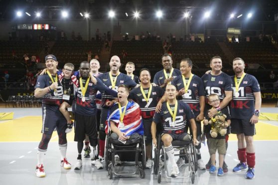 The sitting volleyball GB team after winning silver