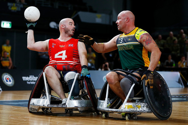 Michael Mellon competing in wheelchair basketball