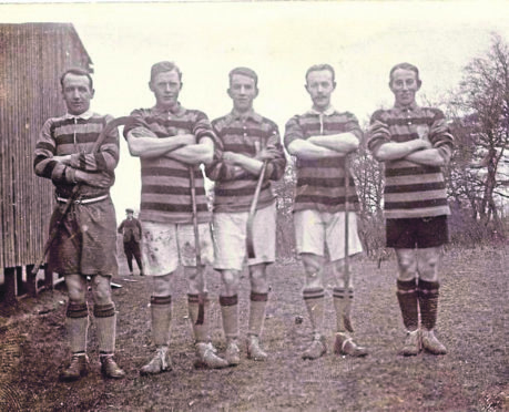 Members of Kingussie’s Camanachd Cup-winning side from 1914. Most of them were killed in the war.