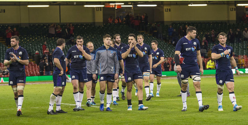 Scotland's players applaud the fans after the game.