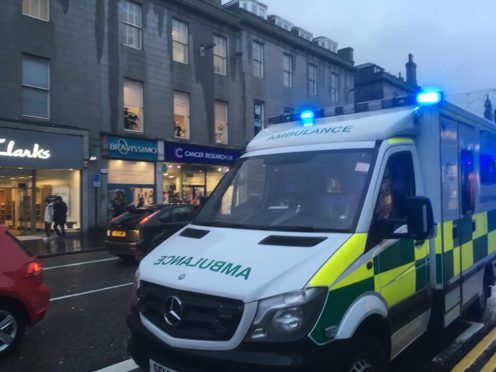 Ambulance at the scene of incident on Union Street