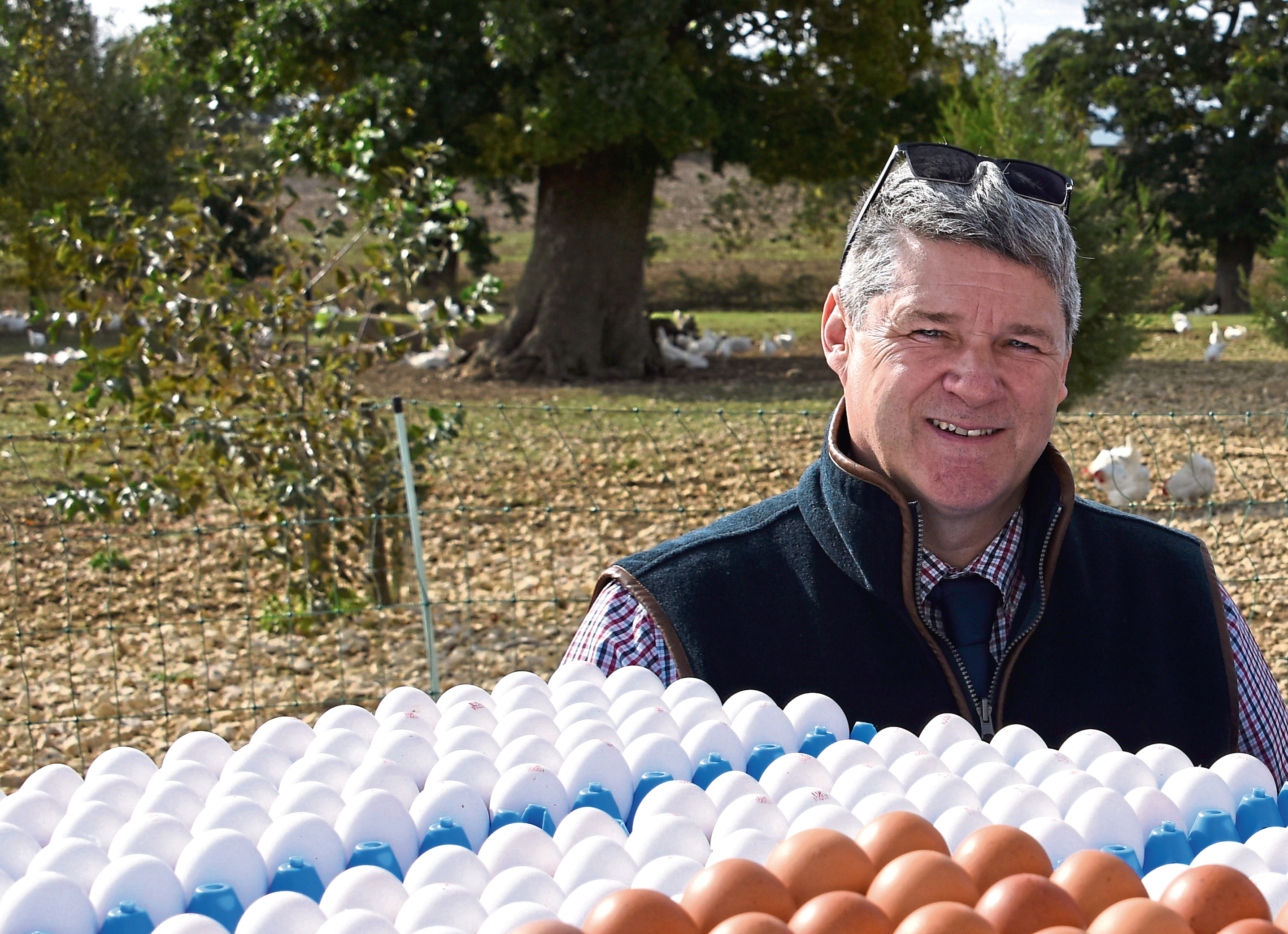 The British Free Range Egg Producers Association chairman James Baxter who farms near Stranraer.