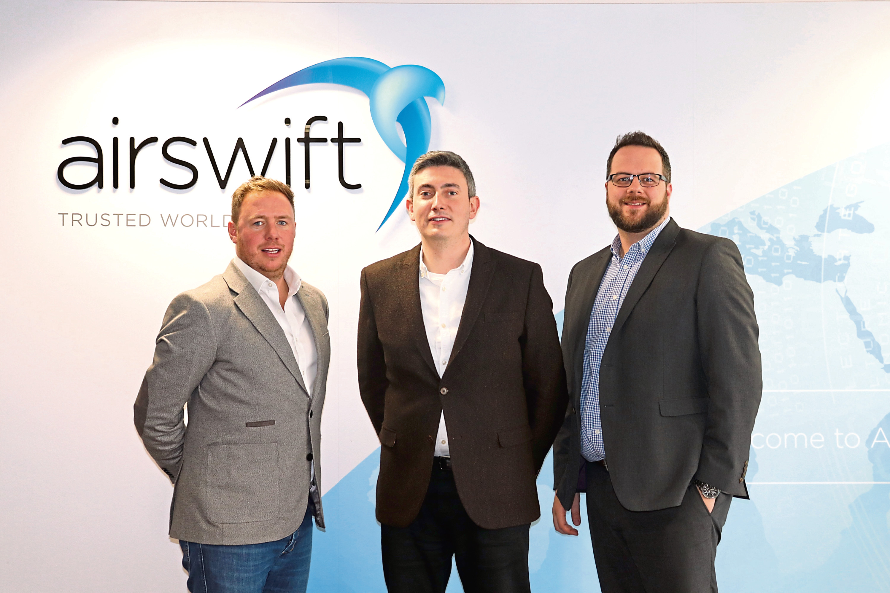 Airswift regional director Peter Denham, left, with Aberdeen client service managers David Gibb and Phil Hoyle.