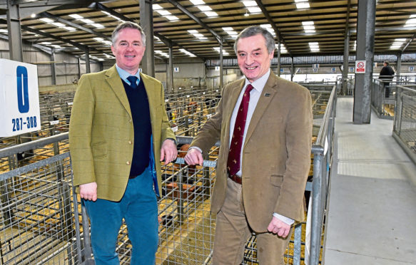 Colin Clark MP (left) and NFU's Charlie Adam.