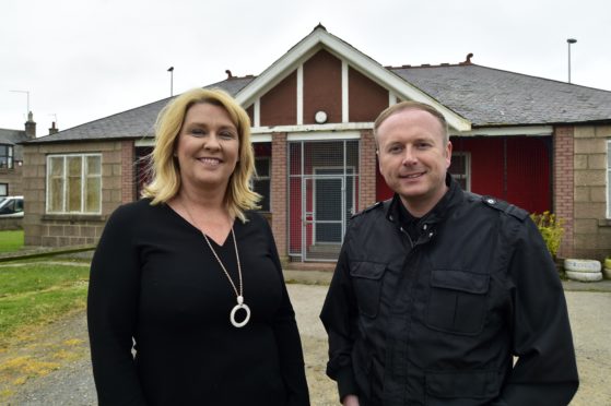 Peterhead Area Community Trust (Pact) chairwoman Dianne Beagrie and committee member Graeme Mackie at the Barclay Park Pavilion