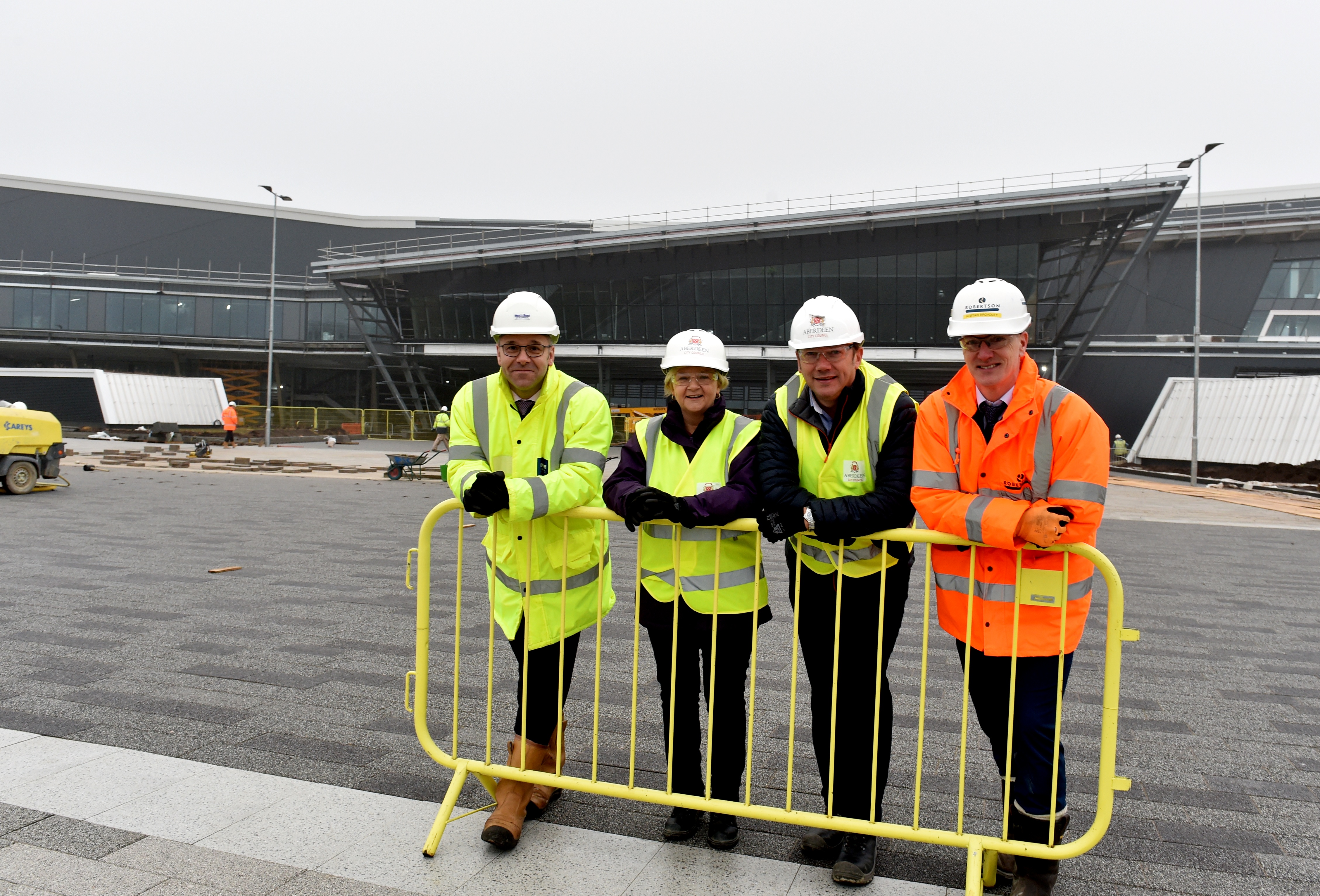 from left) Nick Harris, director of HB Development, Aberdeen City Council leader Jenny Laing, co-leader Douglas Lumsden and Alistair Broadley, senior project manager, Robertson.
Picture by COLIN RENNIE November 6, 2018.