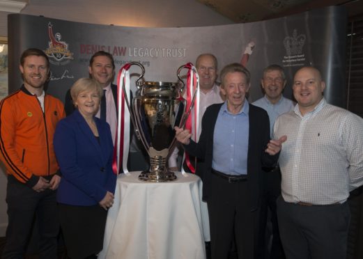 Simon Wood, council co-leaders Jenny Laing and Douglas Lumsden, Graham Tom, David Suttie and Mark Williams.