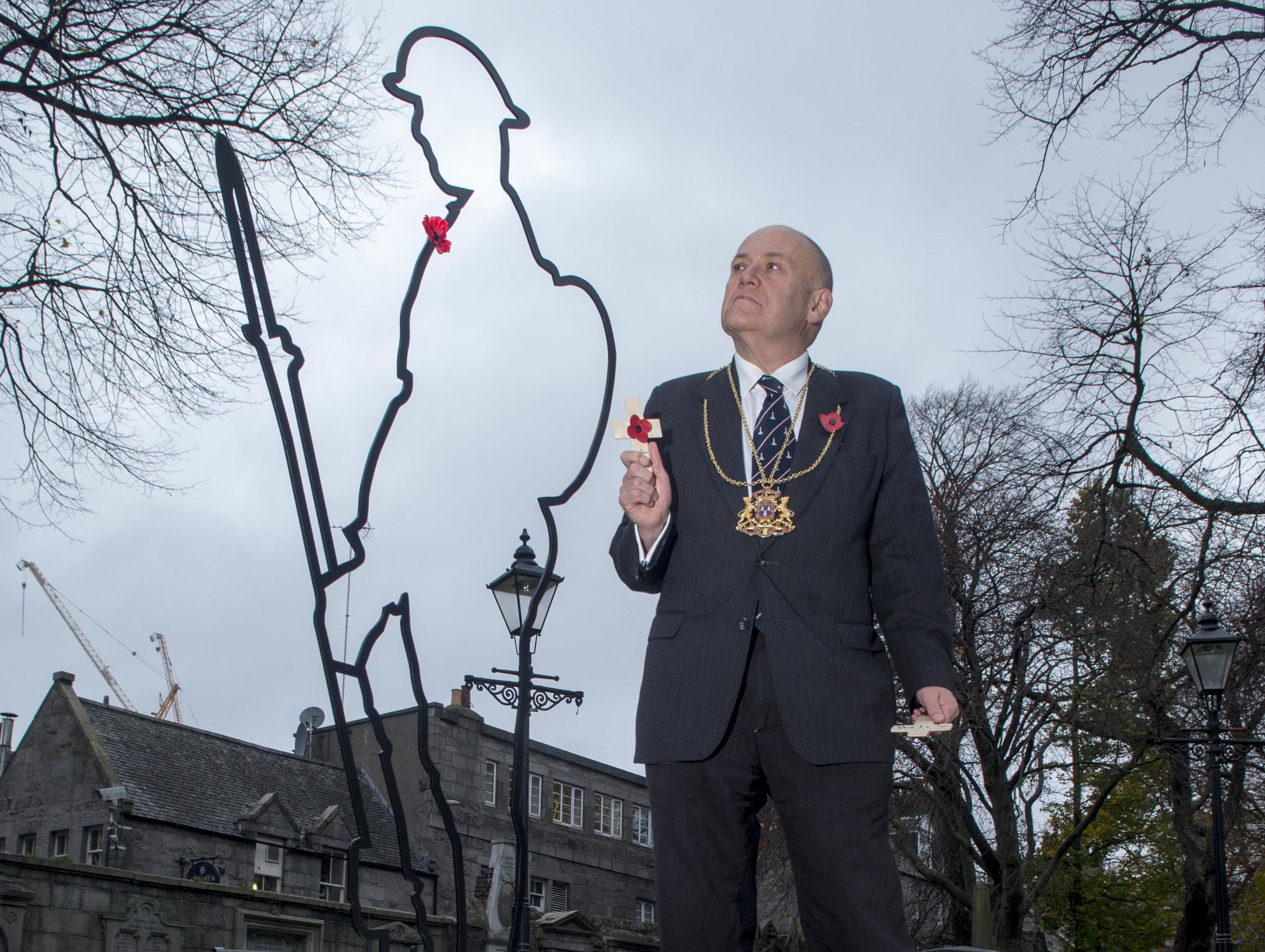 Aberdeen's Lord Provost, Barney Crockett, will lead a remembrance service on Sunday.