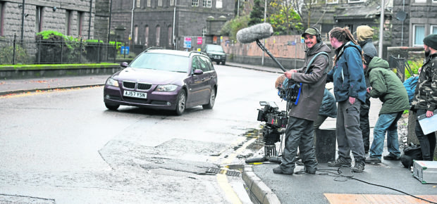 The filming of Marionette, on Maberley Street Aberdeen.