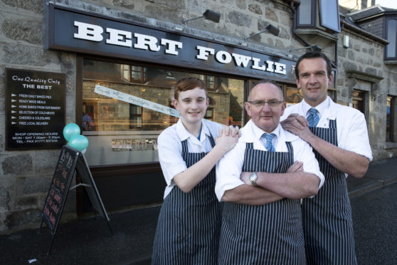 Butcher of the Year Award: Bert Fowlie of Strichen
Pictured three generations of Fowlie outside the shop Hebbie pictured with his son Gavin and grandson Aaron