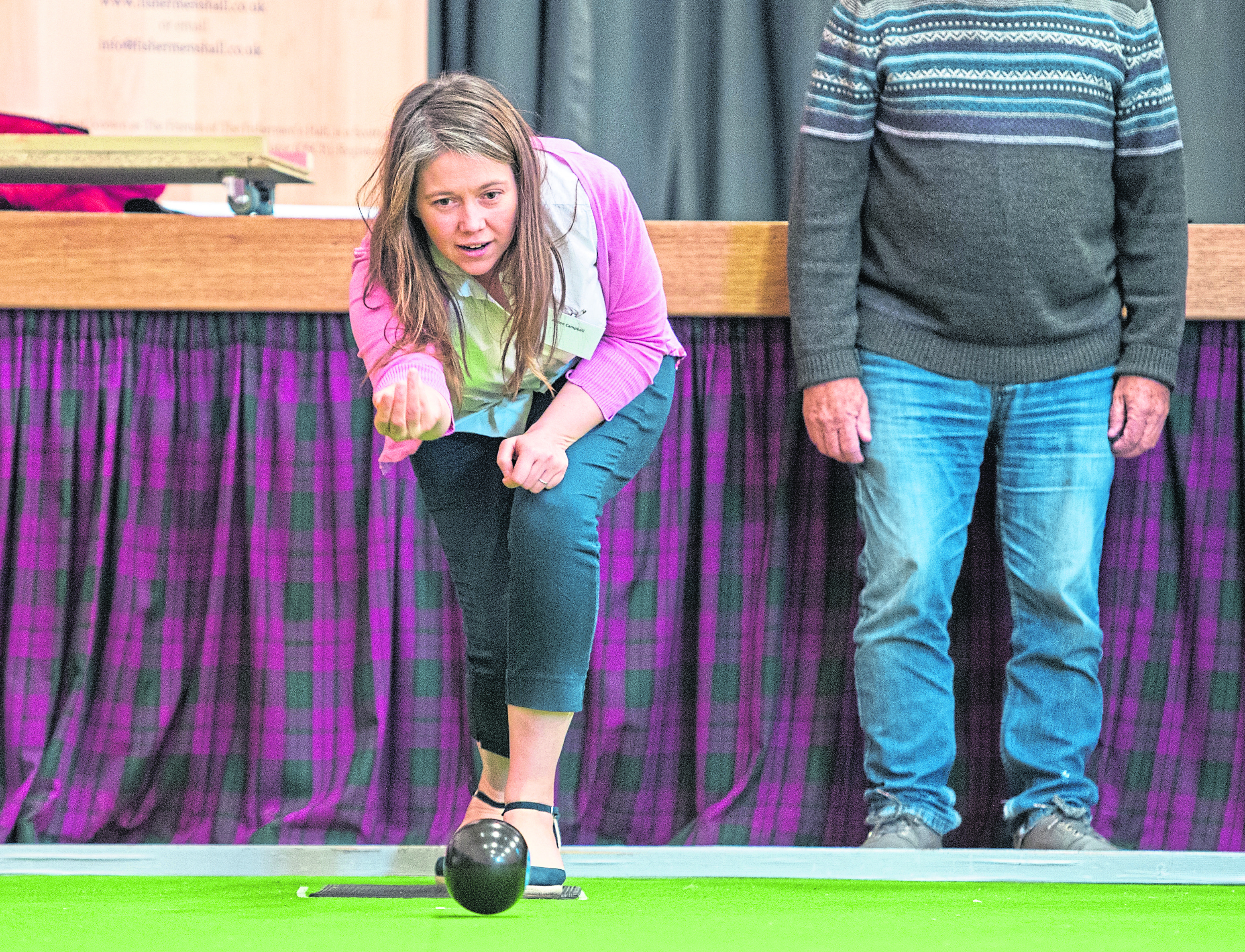 Scottish Government Communities Minister Aileen Campbell is pictured at Buckie Fishermans hall, Moray and is pictured playing Bowls. Picture by Jason Hedges.