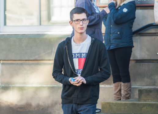 Callum Stewart leaving Elgin Sheriff Court.