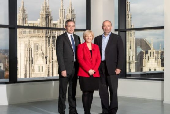 Gary Thomson, Tenaris managing director UK, Jenny Laing, Aberdeen City Council Co-Leader Councillor Jenny Laing, Stephen Turner, regional director, Scotland, at Muse Developments.