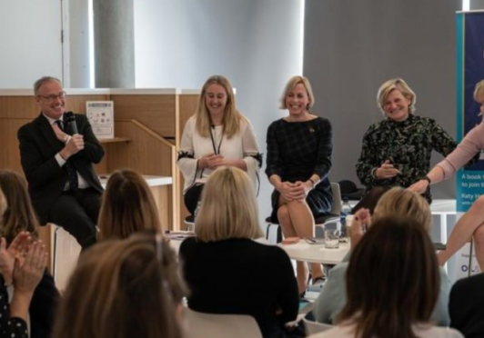 Robin Allan, Premier Oil, Jenny Junnier of Axis Network, author Katy Heidenreich, Dame Cilla Snowball and OGUK's Deirdre Michie.