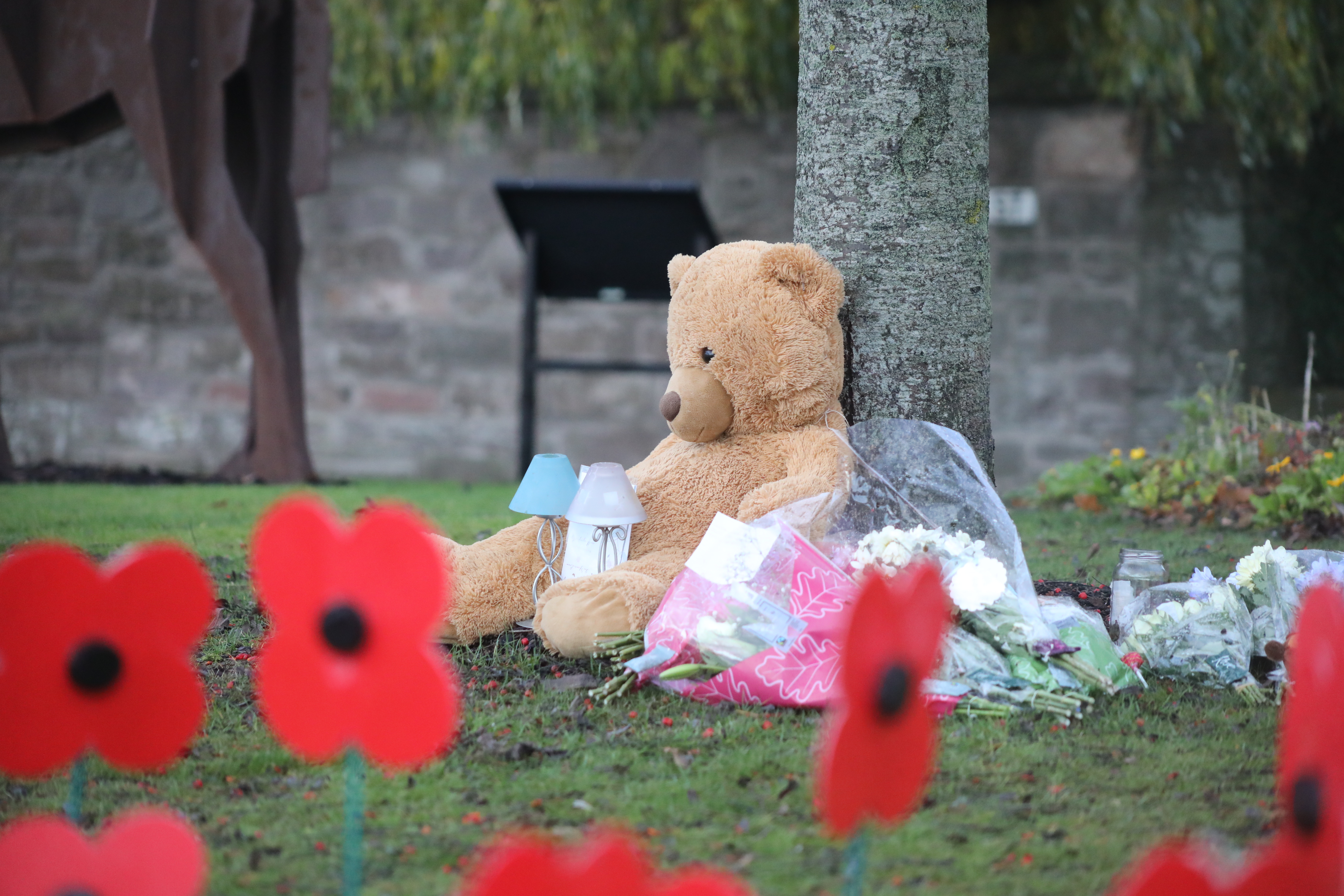 Floral tributes and teddy bears were left in tribute to Kane as his classmates returned to Coupar Angus Primary School after the weekend.