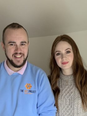 Stephen Reid, operations manager at Mikeysline with Karen Gillan during her visit