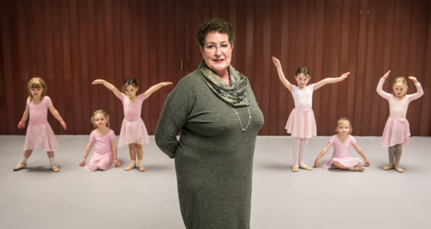 Rosalyn Wie, administrator for Moray Dance, at Elgin Community Centre with a ballet class.