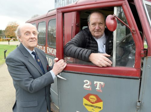 Billy Williamson, left, with Richard Gall from Spean Bridge with his father's Trojan Van which was used by the Highlands and Islands Film Guild.