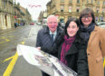 Fiona McInally, Project Manager of the Access Inverness Project with Mike Smith of the Inverness Business Improvement District (BID) and on the right Jo Murray of the Inverness Victorian Market.