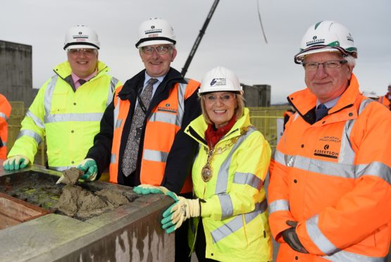 Sheriff Principal Derek Pyle leads topping off ceremony on the roof of Inverness's Justice Centre