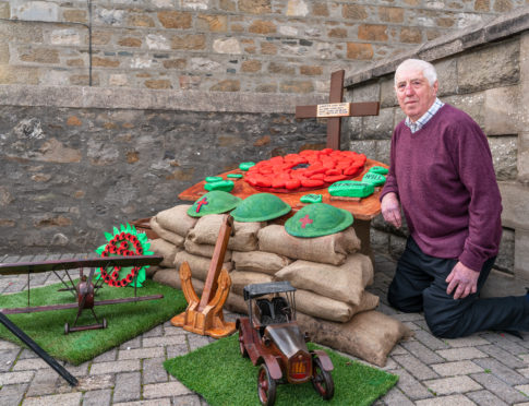 Wullie Adam created his own war memorial for the Church of Christ in Buckie.