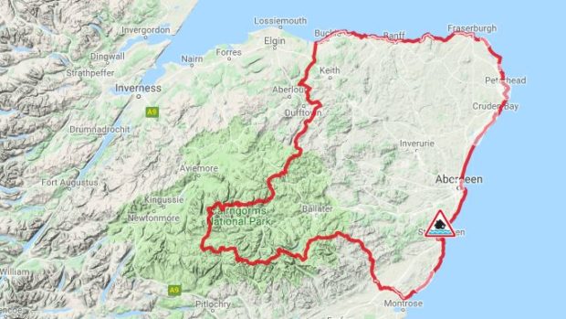 Sepa's flood warning map for November 9, 2018.