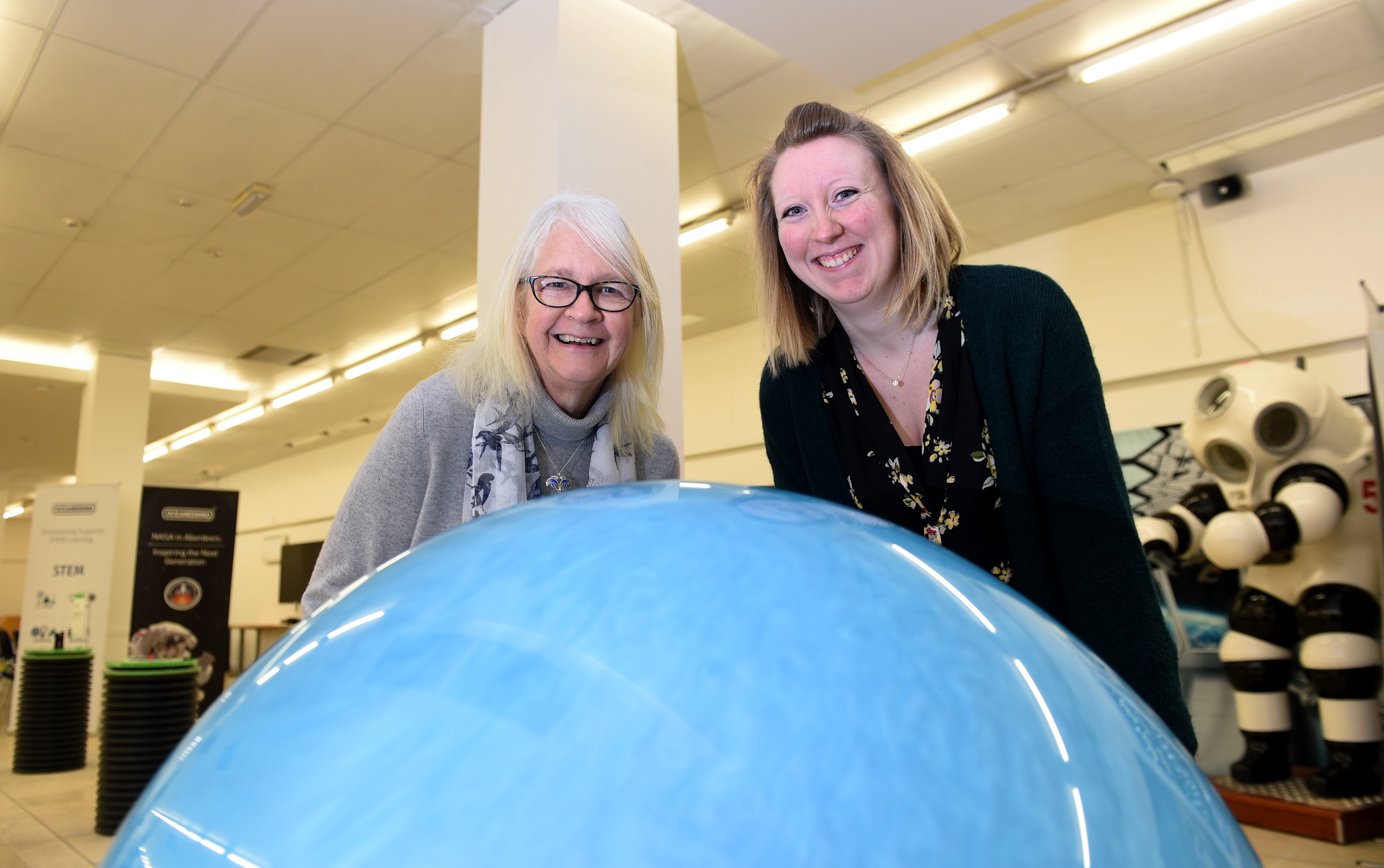 Liz Hodge and Elaine Holland at The Aberdeen Science Centre.