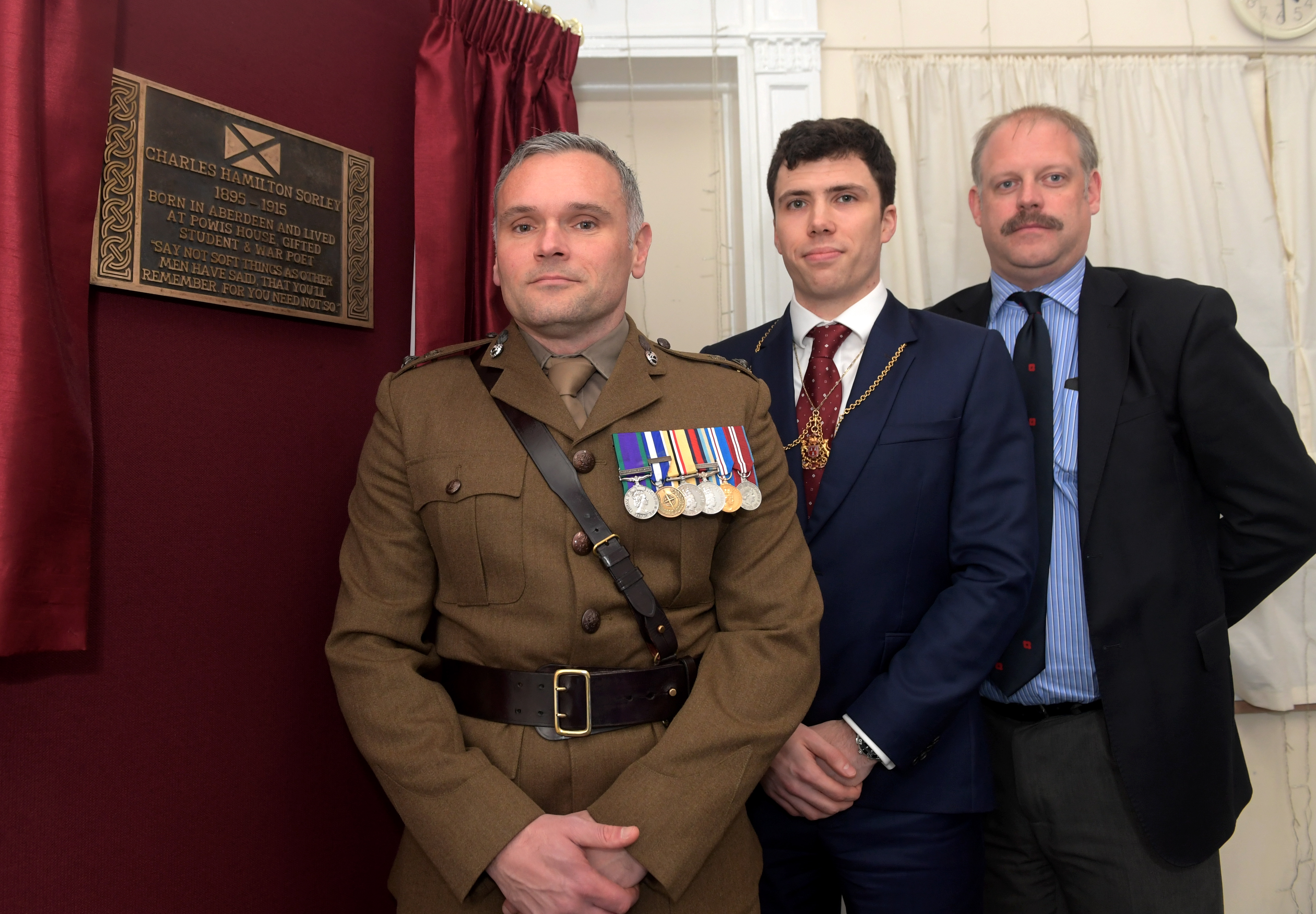From left, Lieutenant Colonel Geraint Davies, Councillor Ryan Houghton and Aberdeen University's Neil McLennan.

Picture by KATH FLANNERY