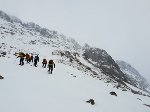 Rescuers on the mountain at Coires.