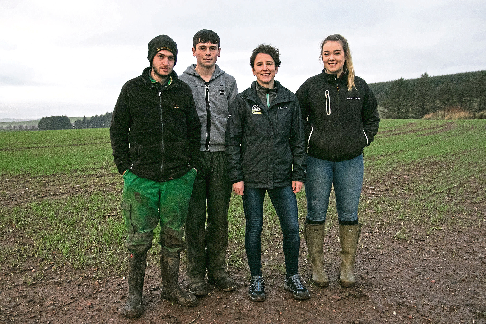Rural affairs minister Mairi Gougeon, second from right, with Ringlink pre-apprenticeship scheme participants, from left, Aiden Hogg, Ryan Talbot and Kate Sellar