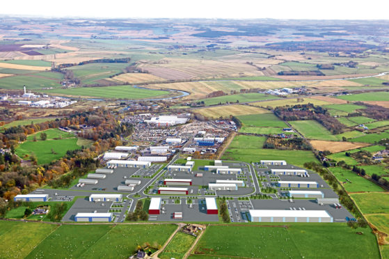 An aerial view of the business park with the proposed expansion.