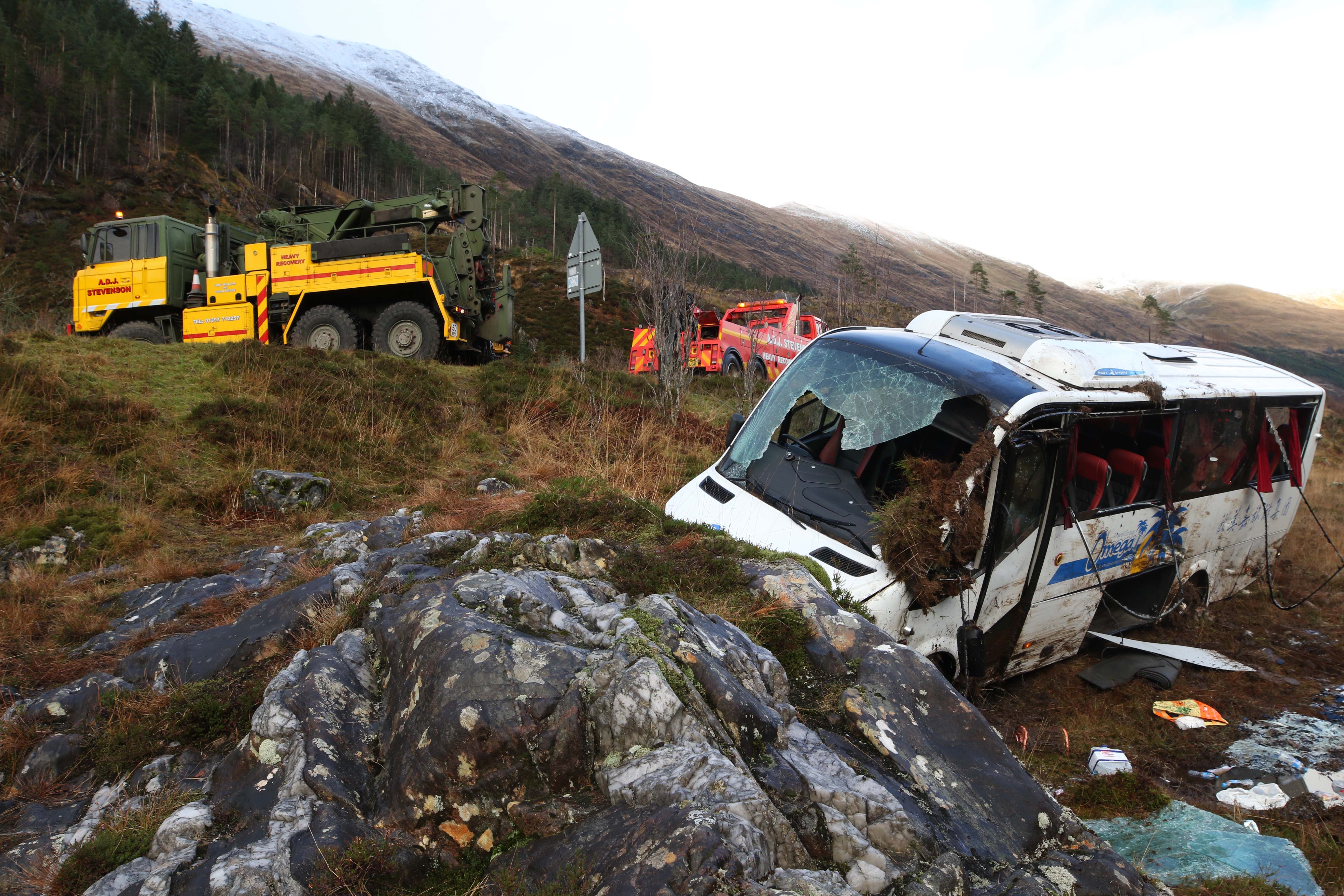 A bus left the road on the A87 a few miles west of the Cluanie Inn