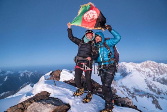 Hanifa Yousoufi, left, has become the first Afghan female to scale the nations tallest mountain Noshaq