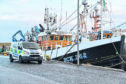 A police vehicle at Fraserburgh harbour.