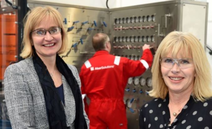 Chief executive of Oil & Gas UK, Deirdre Michie and Sian Lloyd Rees of Aker Solutions.