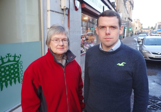 Douglas Ross with councillor Claire Feaver