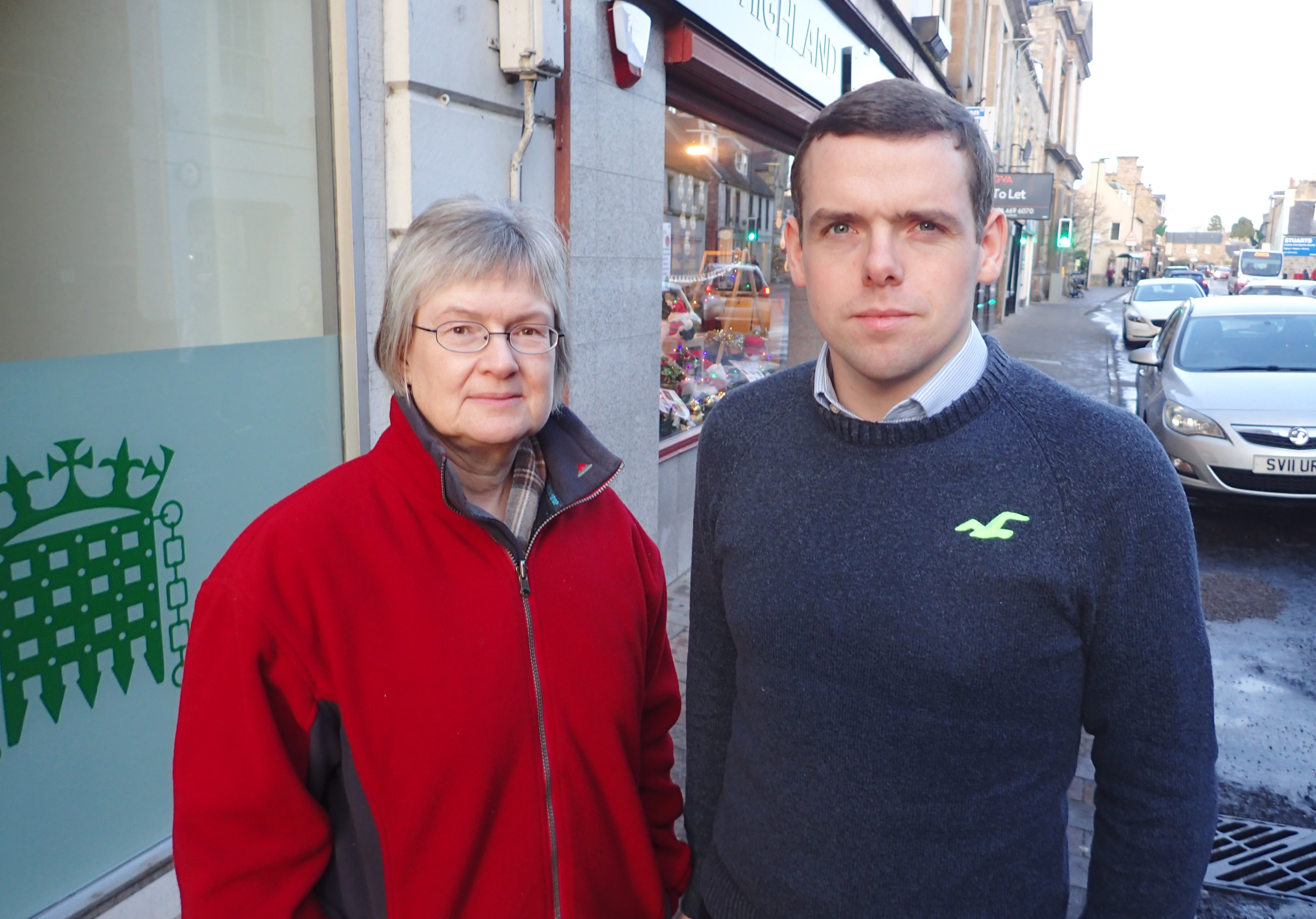 Douglas Ross with councillor Claire Feaver