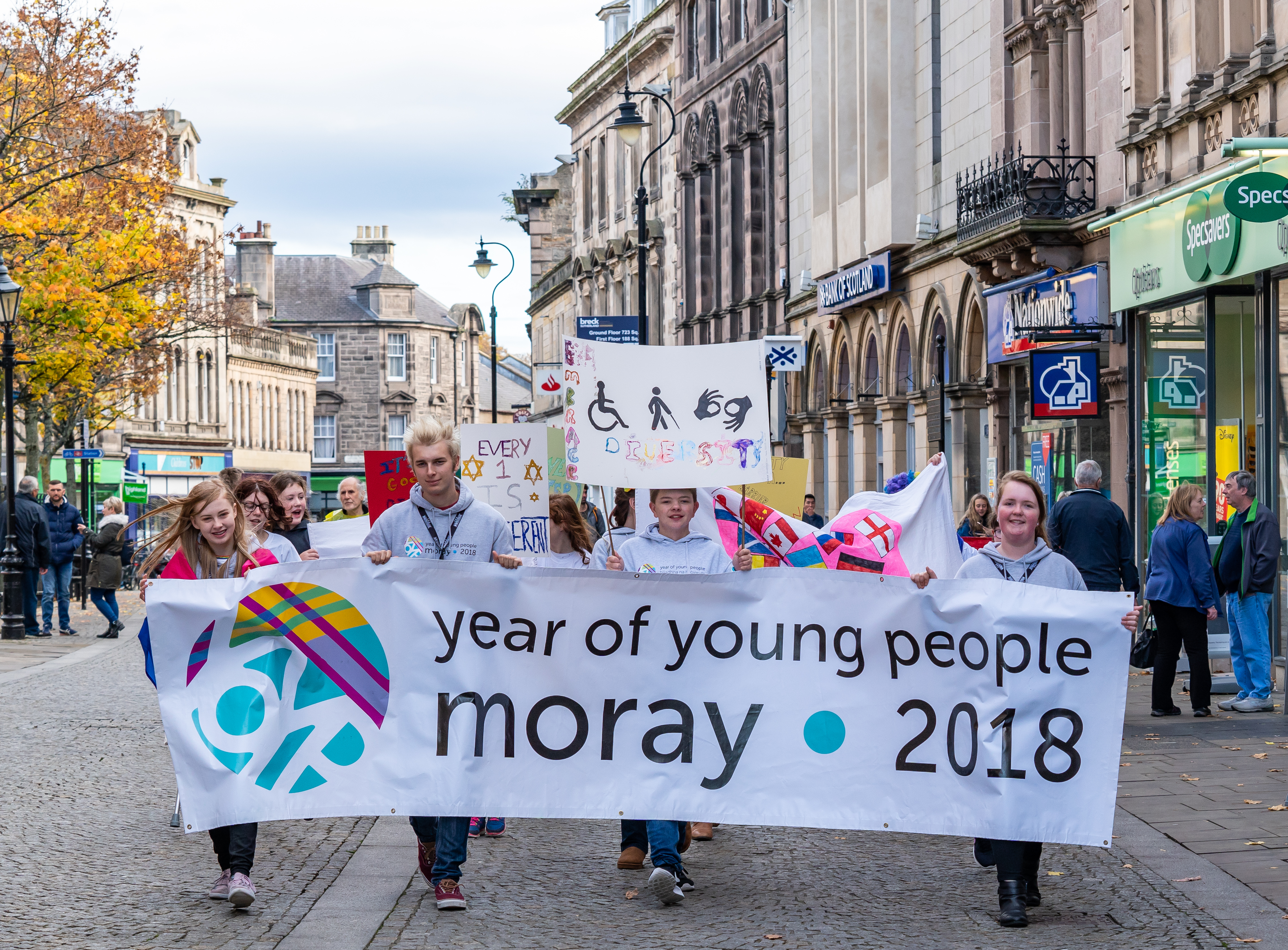 A march organised by Elgin Youth Cafe