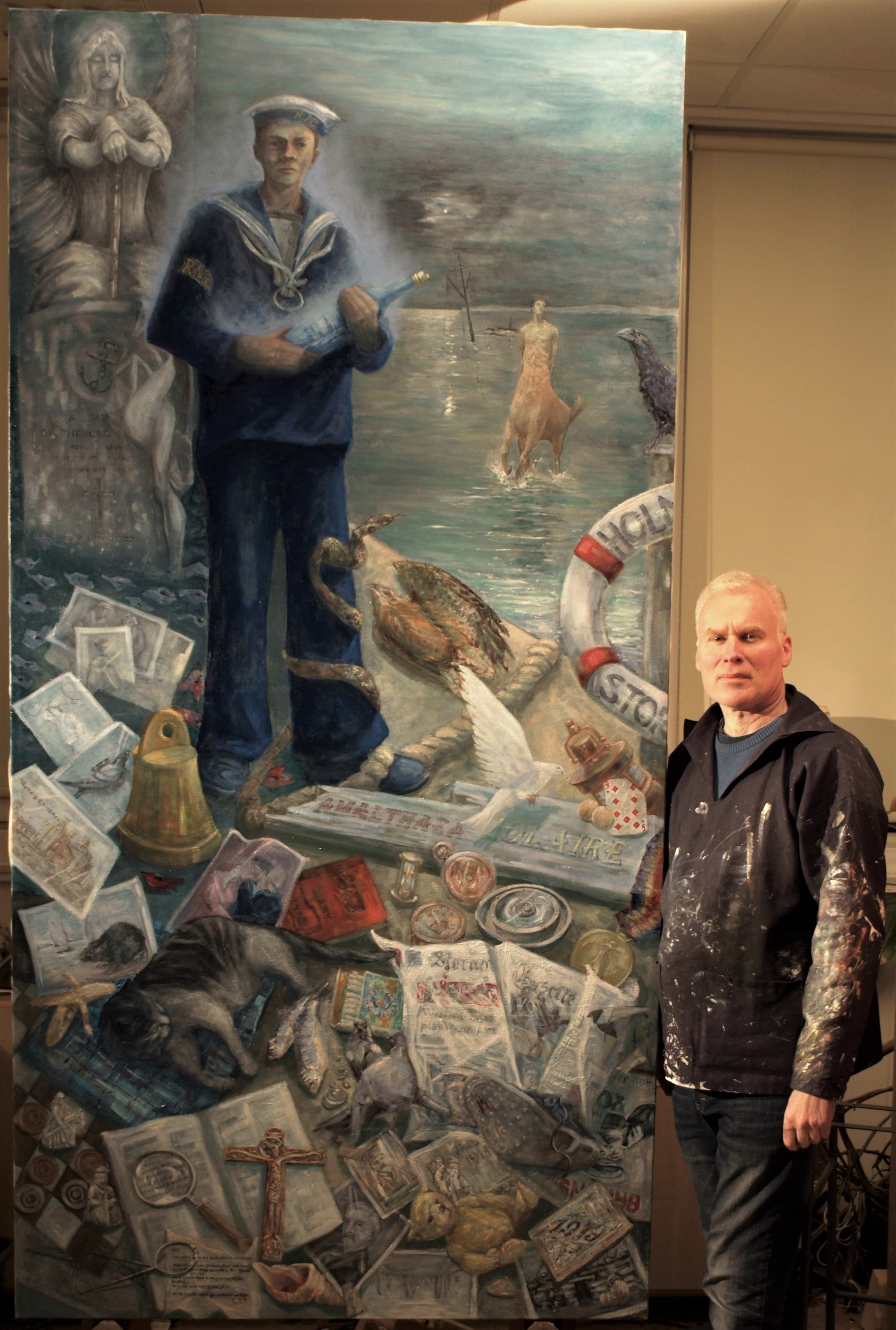 Artist William Wallace with his tribute to the sailors who perished in the Iolaire disaster nearly 100 years ago