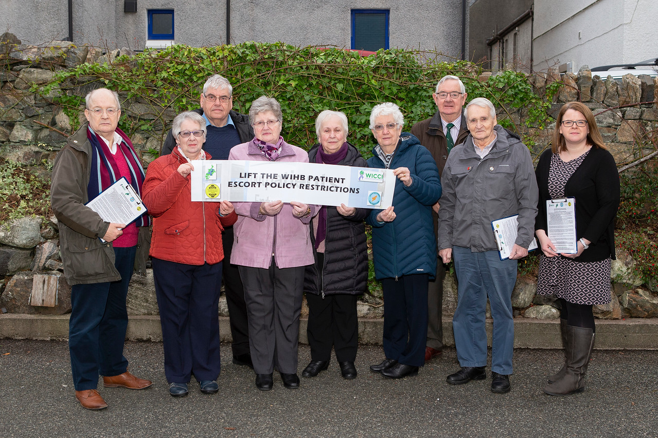 Malcolm Newton, Rhoda Mackay, Donald Macleod, Cathy Taylor, Euna Maciver, Margaret Eaves, D.L. Smith, Murdo Smith and Helen Sandison gather as representatives of the various groups launching the petition.